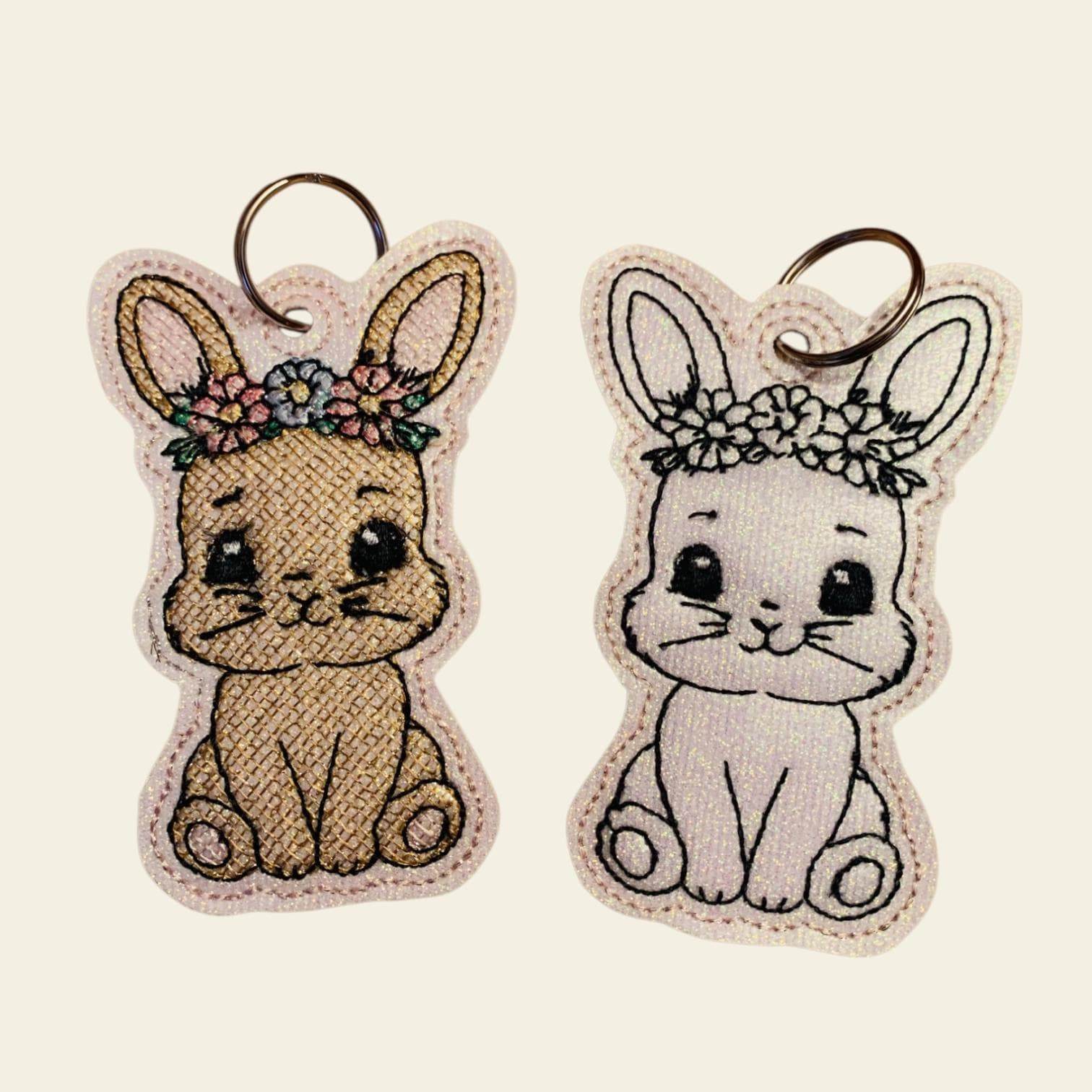 Stickdatei Hase 4 mit Blumen Schlüsselanhänger Set 2513 - Sewando