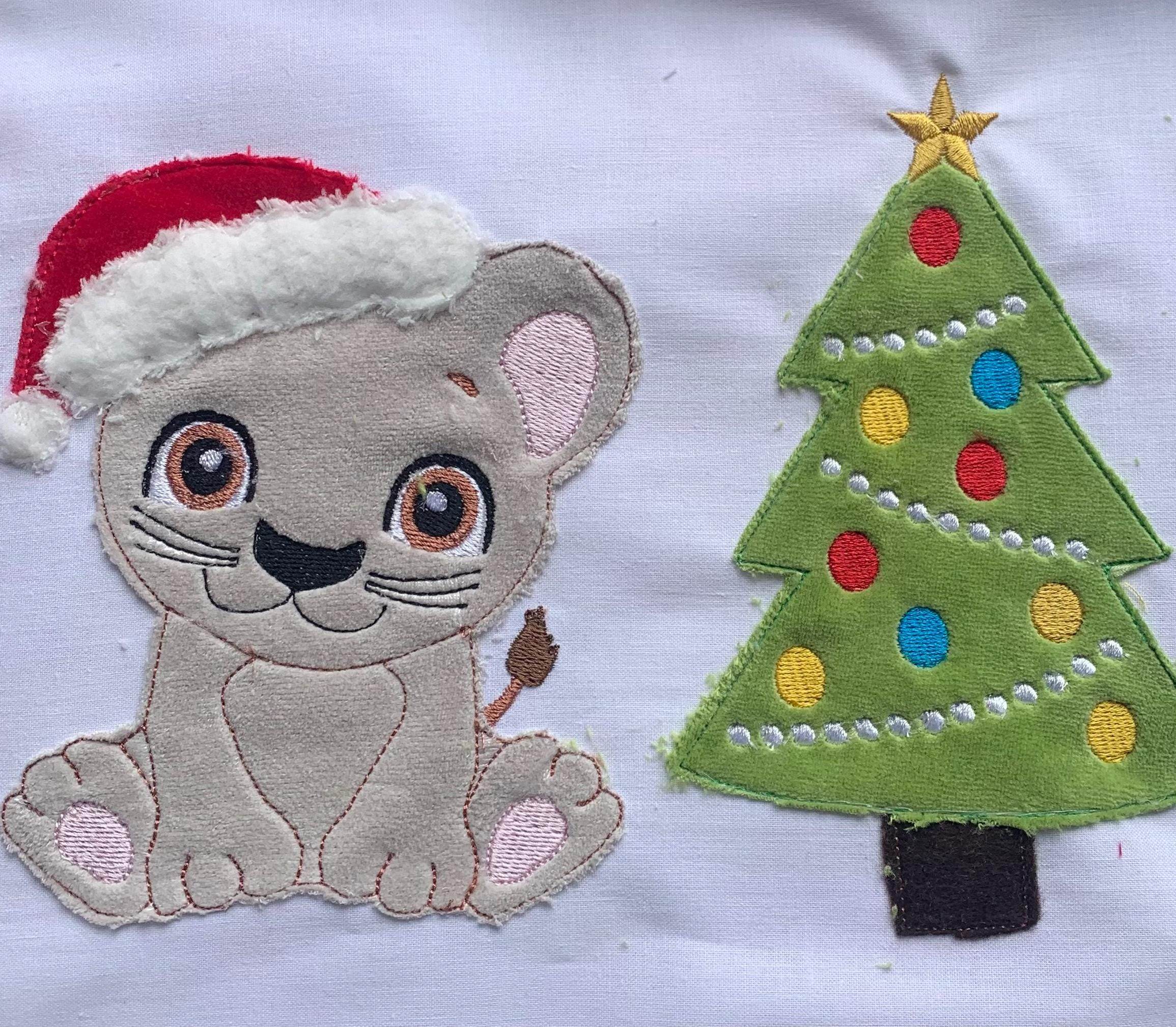 Stickdatei Doodle Löwe Weihnachten Weihnachtsbaum Set 737 - Sewando