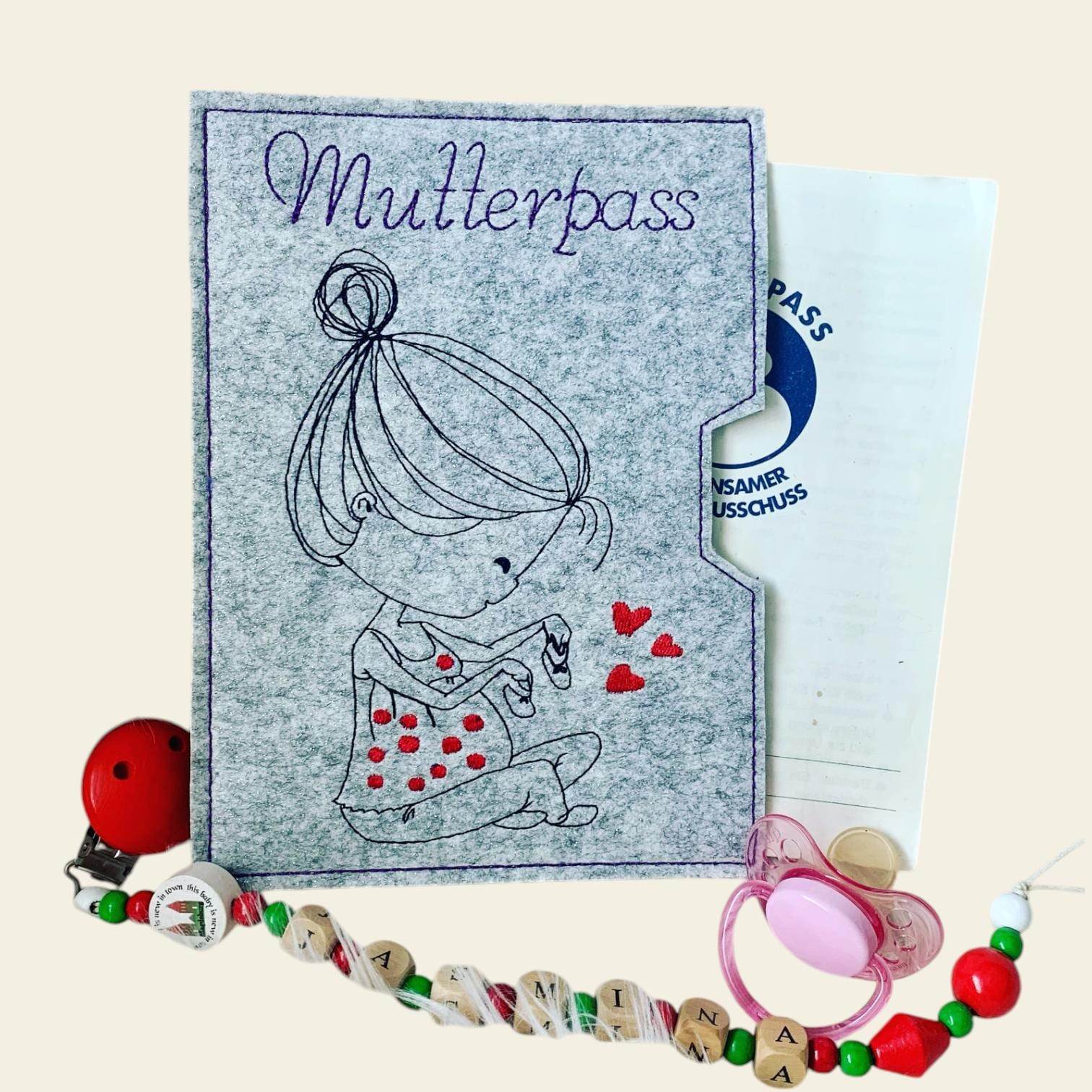 Stickdatei Mutterpass Mama mit Baby Set 845 - Sewando