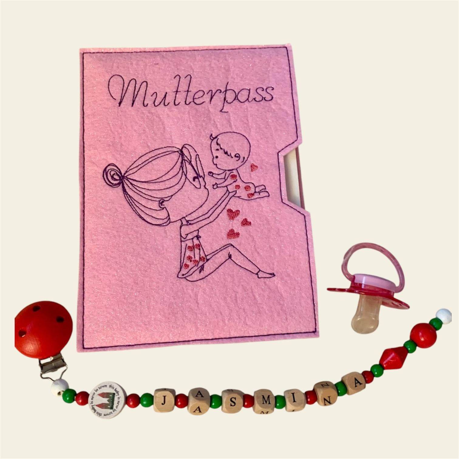 Stickdatei Mutterpass Doodle Mama mit Baby Set 849 - Sewando