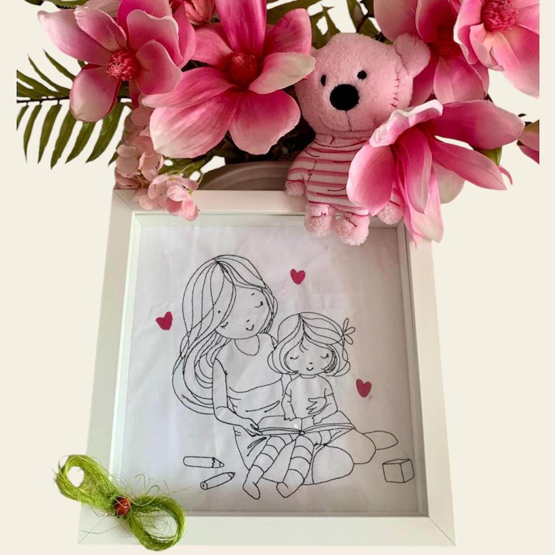 Stickdatei Mama und Mädchen Set 926/3 Outline - Sewando