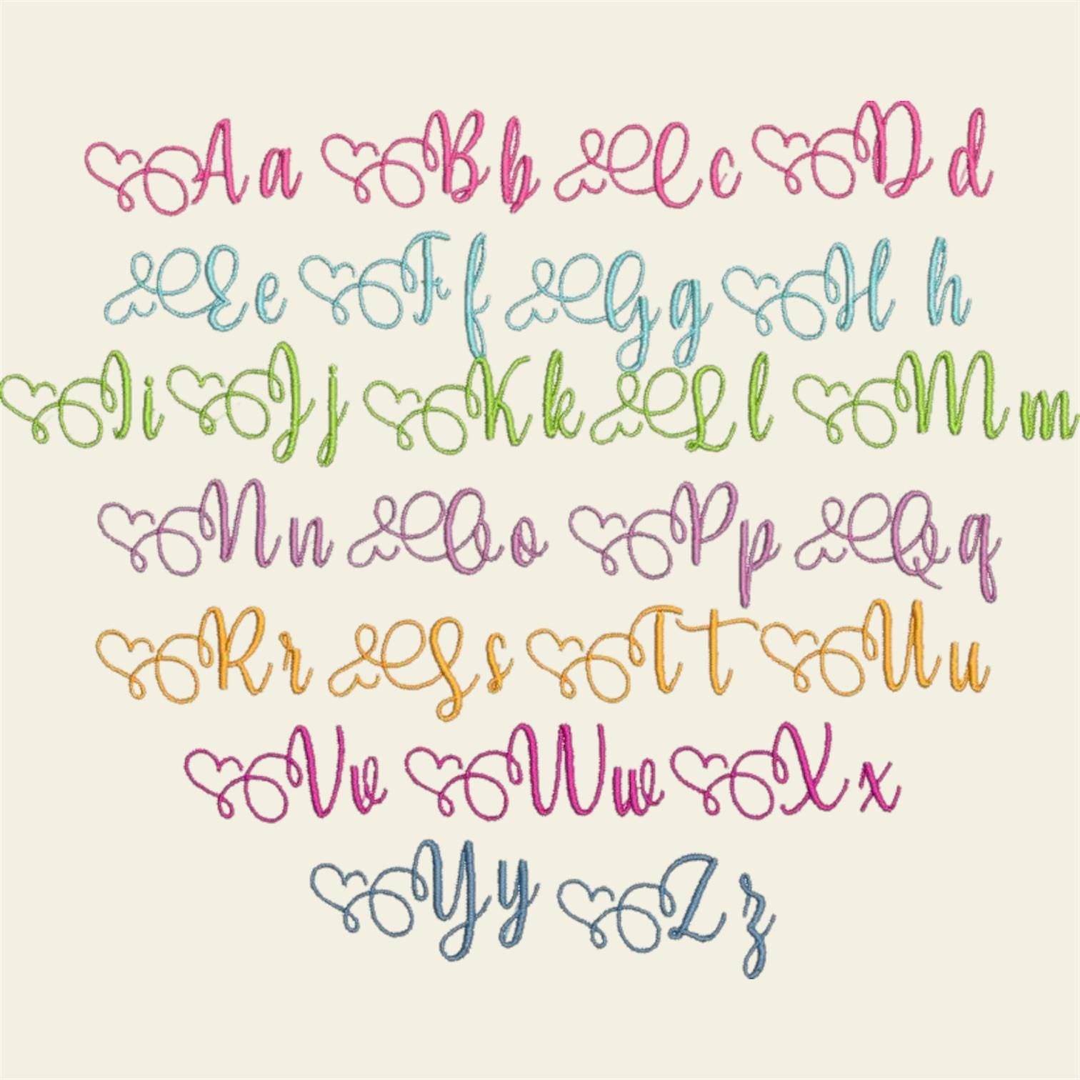 Stickdatei Schrift ABC In Love 2 Liebe Herz Buchstaben Zahlen Set 594 - Sewando