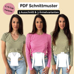 enges T-Shirt versch. Ausschnitte, C/D+ Cup, FITTED SHIRT, Gr. 32-50, PDF Schnittmuster - Sewando