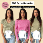 enges T-Shirt versch. Ausschnitte, A/B Cup, FITTED SHIRT, Gr. 32-50, PDF Schnittmuster - Sewando