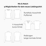 enges T-Shirt versch. Ausschnitte, A/B Cup, FITTED SHIRT, Gr. 32-50, PDF Schnittmuster - Sewando