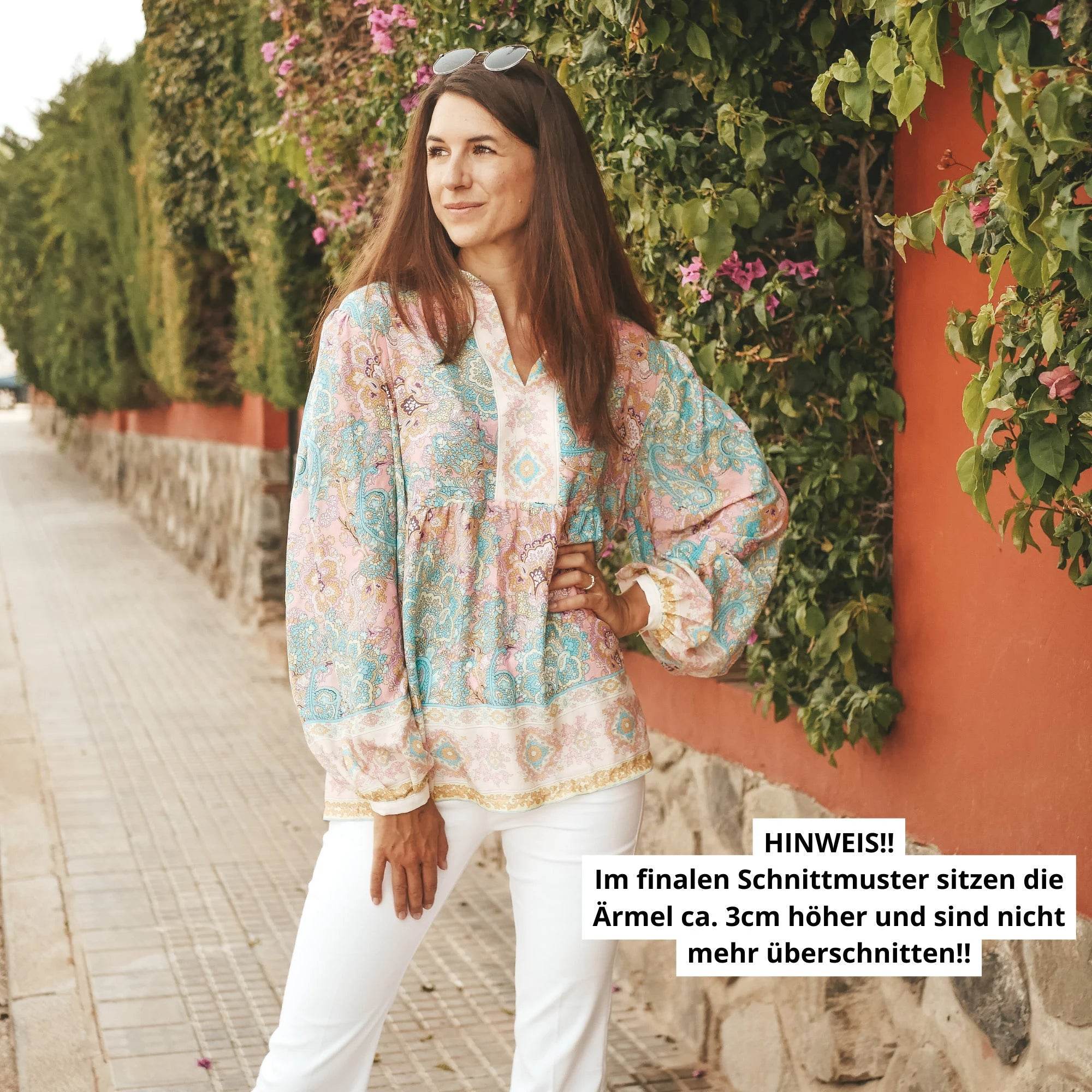 Boho Tunika mit Stehkragen KAYA, Gr. 32-50, PDF Schnittmuster - Sewando
