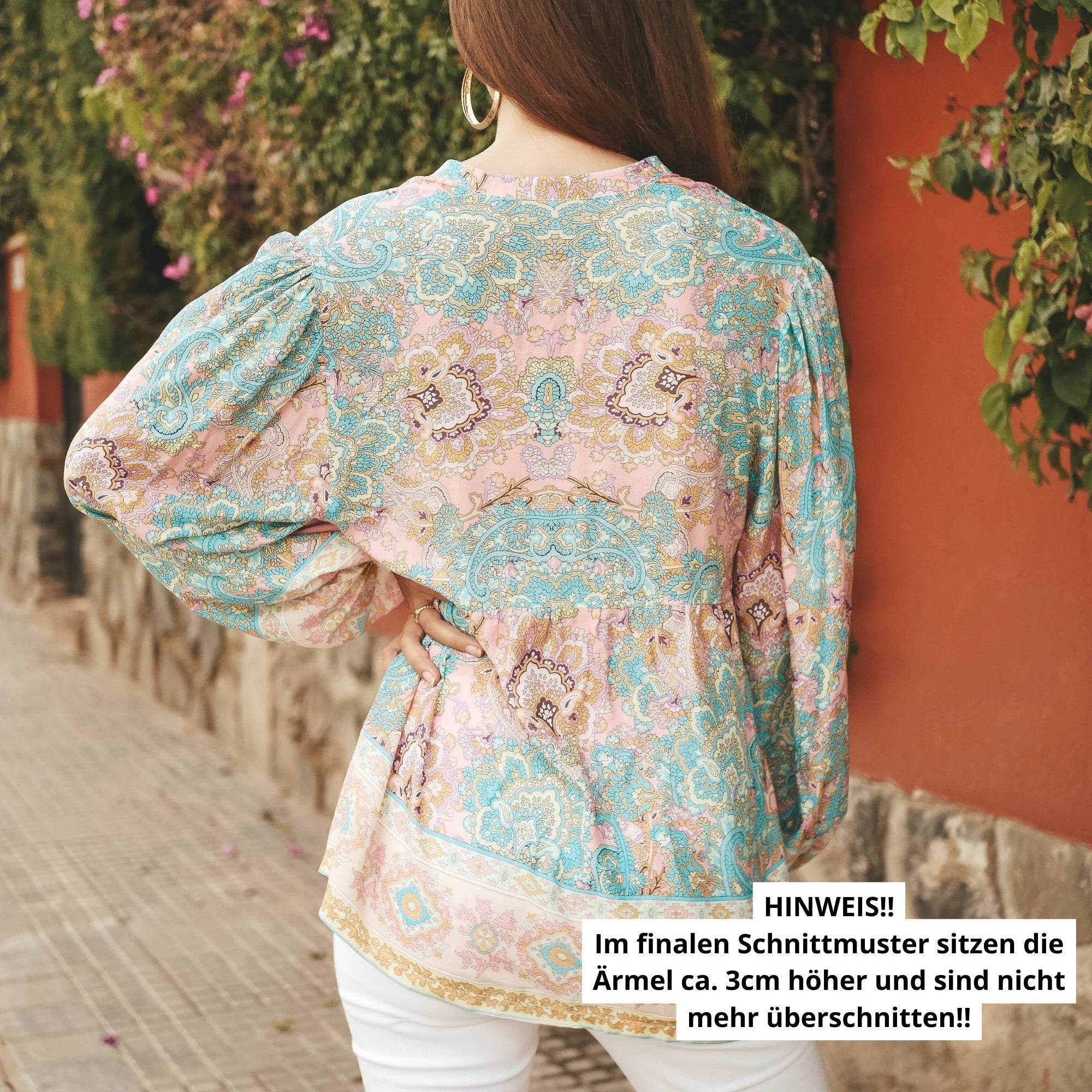 Boho Tunika mit Stehkragen KAYA, Gr. 32-50, PDF Schnittmuster - Sewando