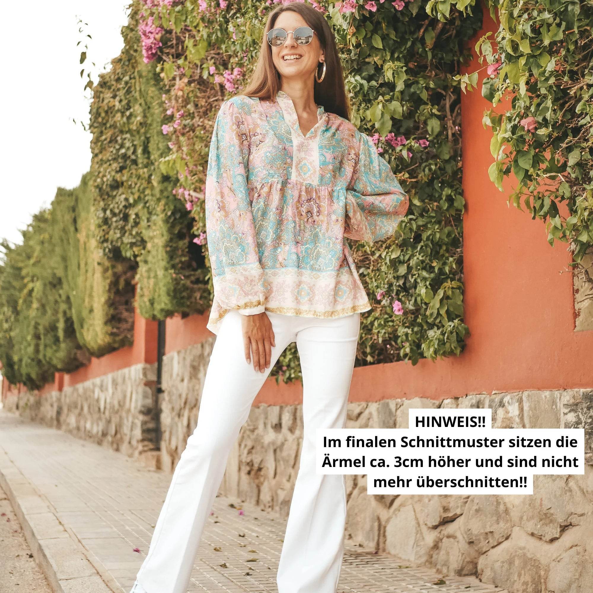 Boho Tunika mit Stehkragen KAYA, Gr. 32-50, PDF Schnittmuster - Sewando