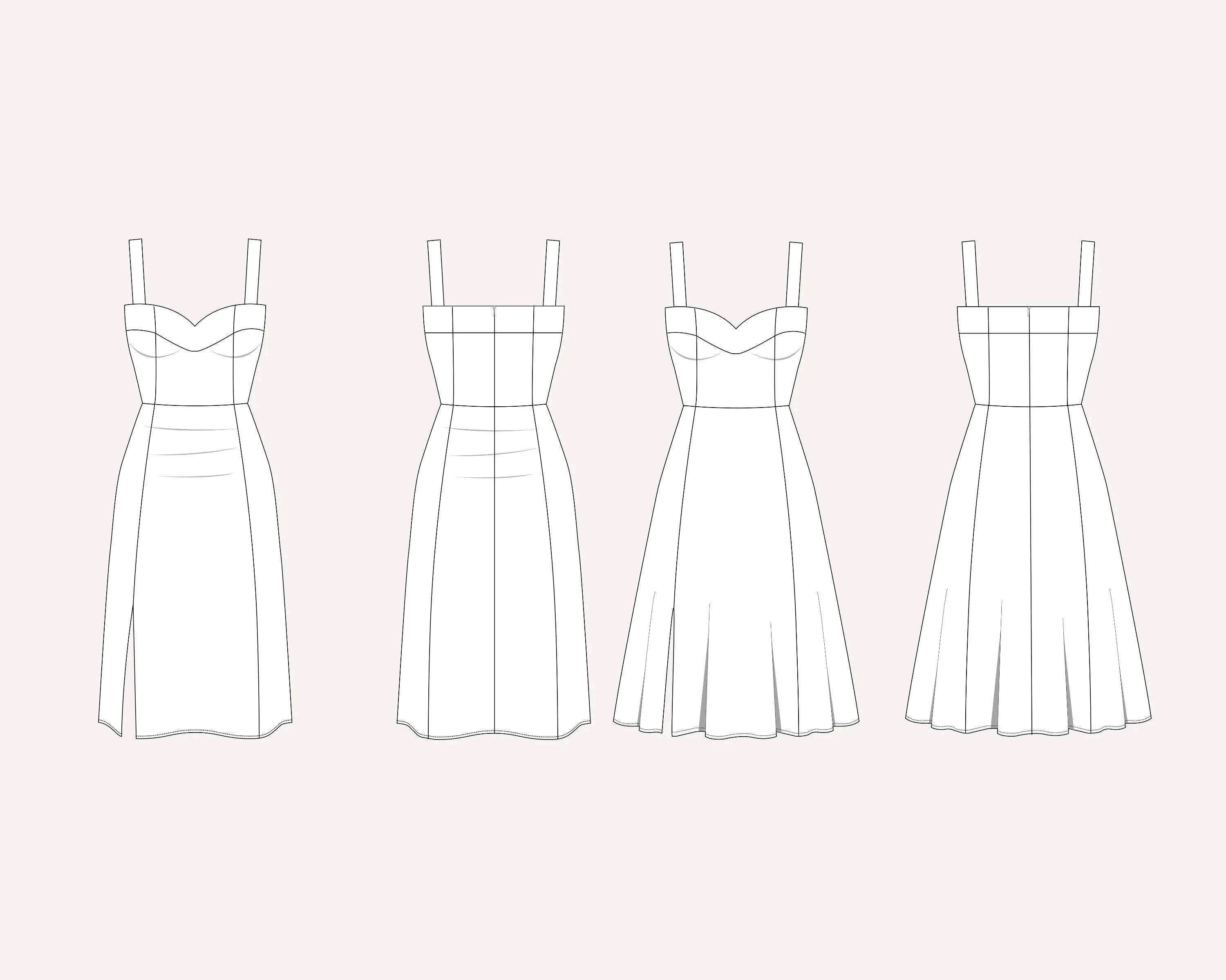 Trägerkleid mit Herzausschnitt ROSALIA, A/B-Cup, PDF Schnittmuster, Gr. 32-50 - Sewando