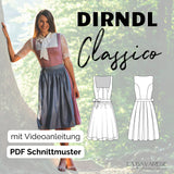 Dirndl Classico mit Münchner Ausschnitt und Keileinsätzen, gerader Ausschnitt, Gr. 32-50, PDF Schnittmuster
