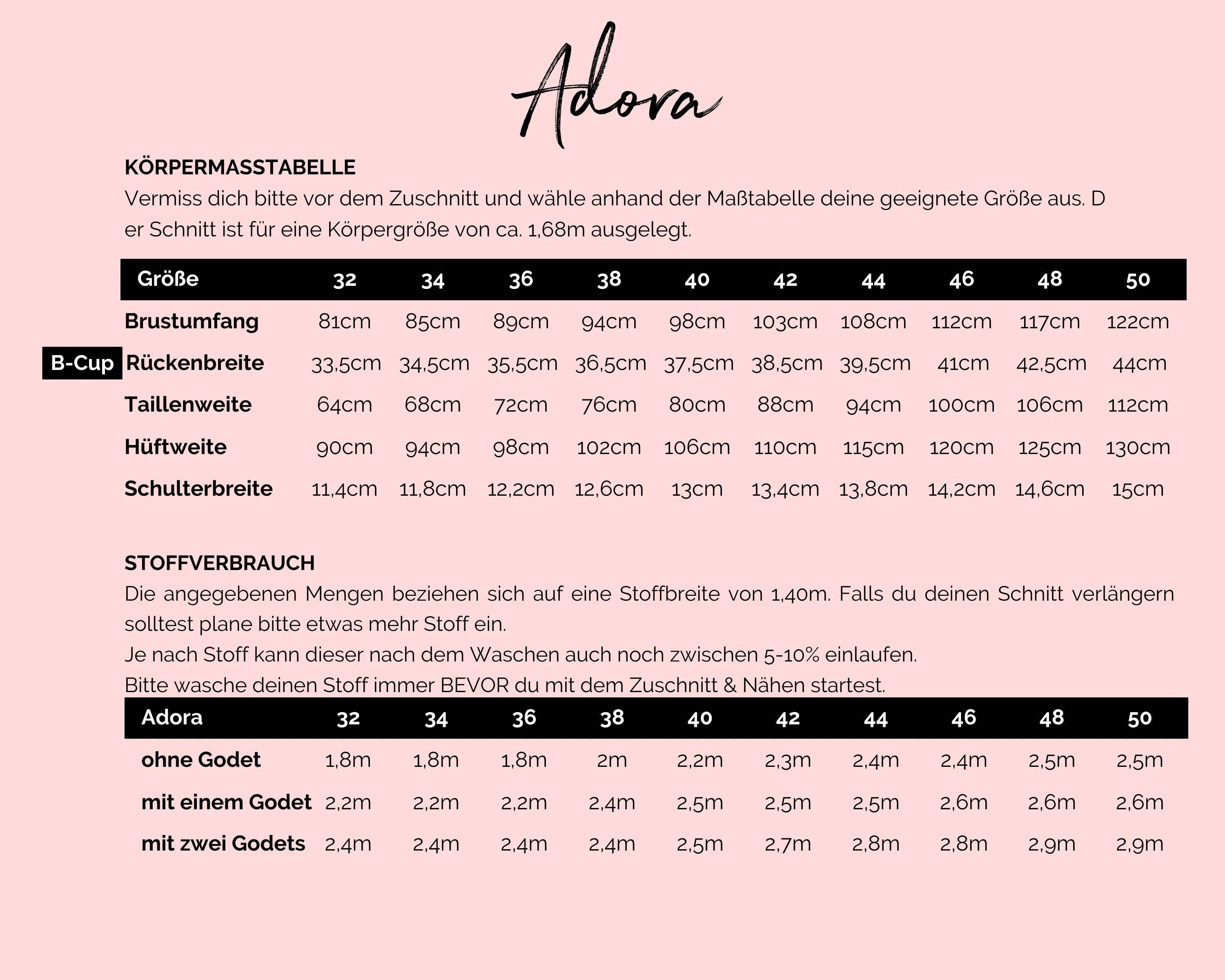Trägerkleid Sommerkleid (Hochzeit) ADORA, C/D+ Cup, PDF Schnittmuster, Gr. 32-50 - Sewando