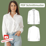Bluse mit Rüschen und Stehkragen FLORENTINA, Gr. 32-50, PDF Schnittmuster - Sewando