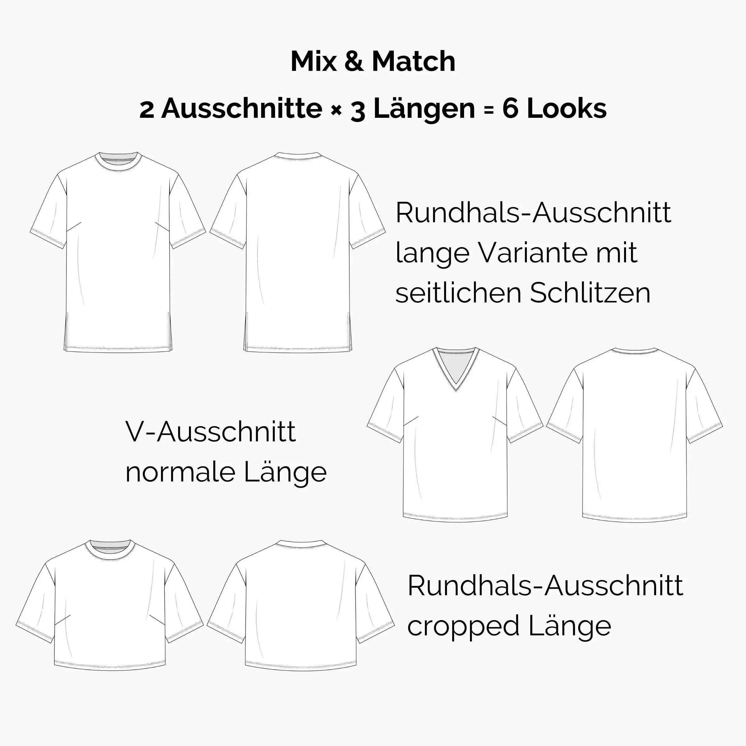 oversize T-Shirt 2 Ausschnitte, C/D+ Cup, RELAXED SHIRT, PDF Schnittmuster - Sewando
