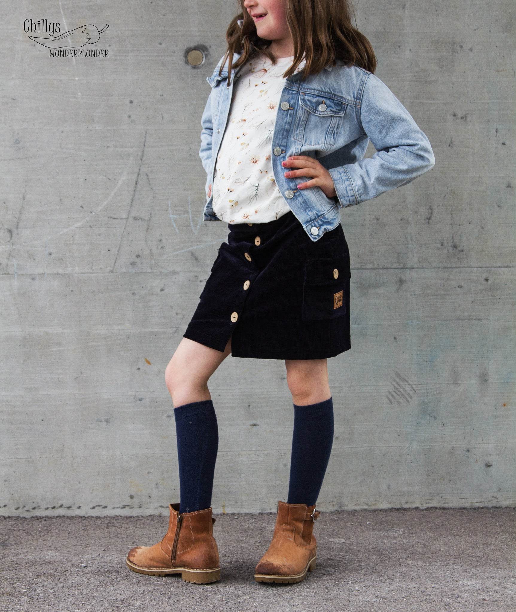 Schnittmuster Jeansskirt Ilvie Maxi Rock Gr. 122-164 - Sewando