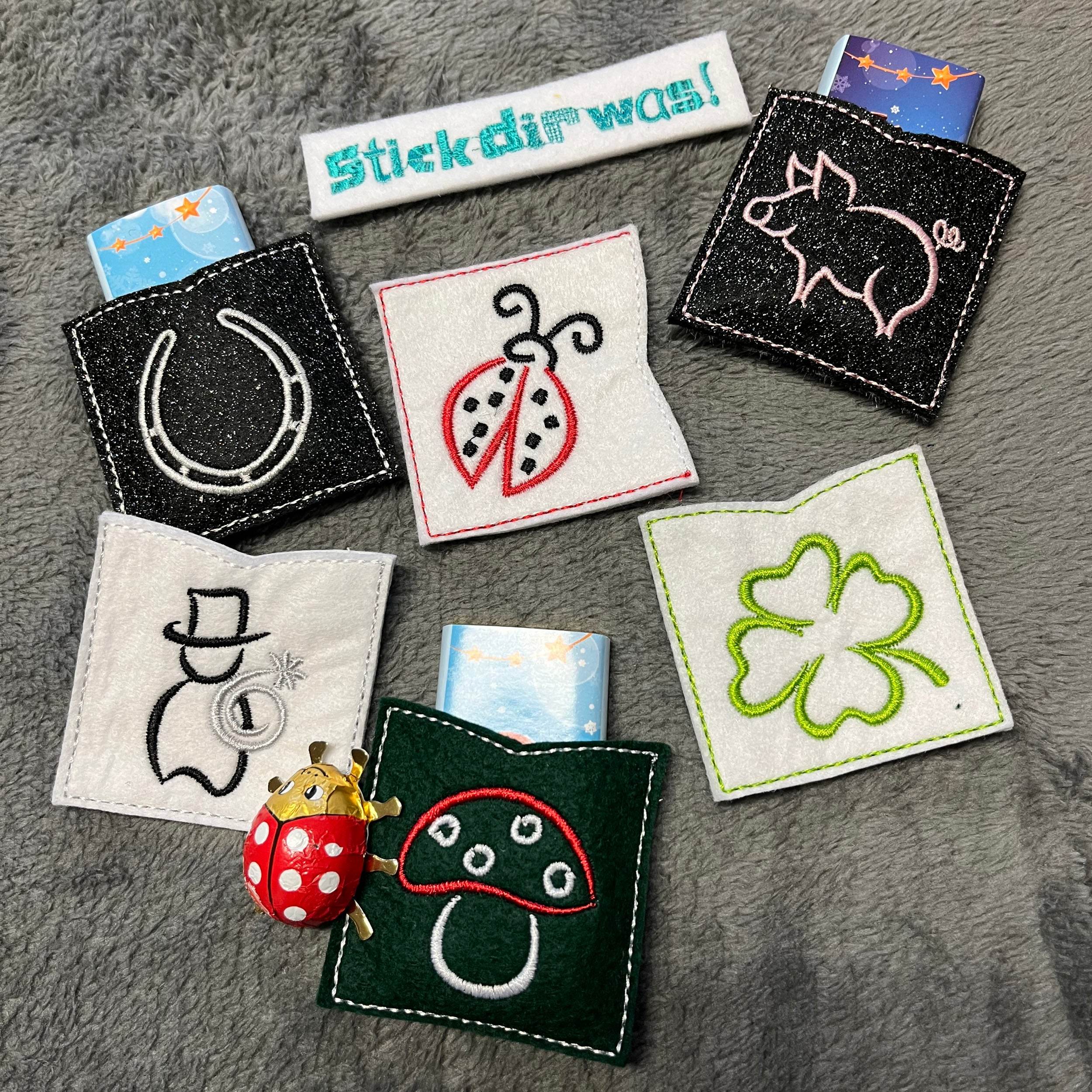 12x Stickdatei Glücksminis ITH und Satinstick - Sewando