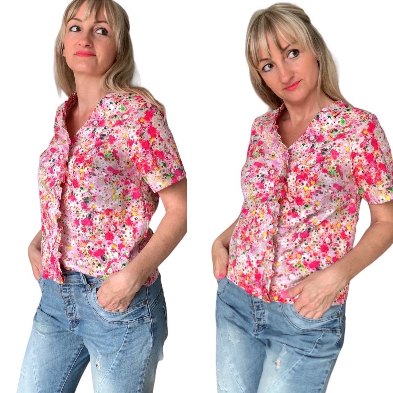 Schnittmuster Bluse DAISY - V-Ausschnit mit Rüsche, Kurzarm | Gr. 32-50 (PDF) - Sewando