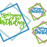 Stickdatei Happy Birthday Rechteck Button Rahmen 14 Größen Geburtstag