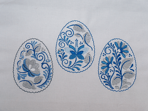 Stickdatei Zwiebelmuster Delfter Motive blau weiss Maschinestickerei 143 Ostern - Sewando