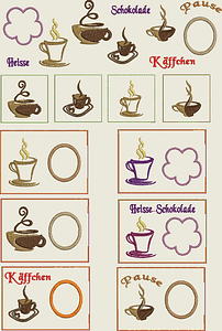 Stickdatei Kaffee Pause Mug Rug In the Hoop Set 133 - Sewando