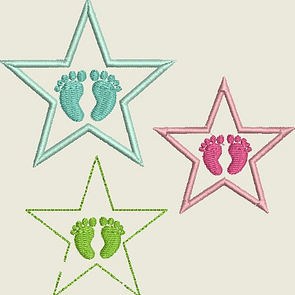 Stickdatei Mutterpass Stern Babyfüsse Baby Füsse Set 409 - Sewando
