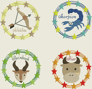 Stickdatei Sternzeichen Horoskop Set 561 - Sewando
