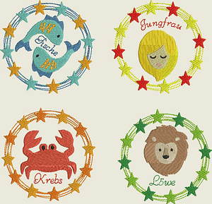 Stickdatei Sternzeichen Horoskop Set 561 - Sewando