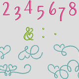 Stickdatei Schrift ABC In Love 2 Liebe Herz Buchstaben Zahlen Set 594 - Sewando