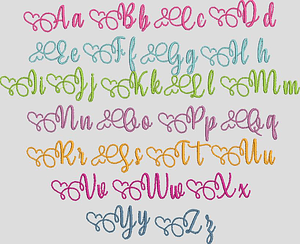 Stickdatei Schrift ABC In Love 2 Liebe Herz Buchstaben Zahlen Set 594 - Sewando