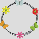 Stickdatei Doodle Rahmen Blumen Schmetterling Marienkäfer Set 600 - Sewando