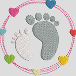 Stickdatei Baby Füße Doodle Rahmen mit HerzenSet 610 - Sewando