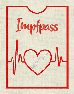 Stickdatei Impfpass Spritze mit Herz und EKG Set 625/h - Sewando
