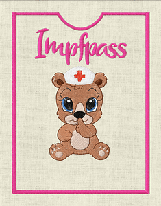 Stickdatei Teddy U-Heft Impfpass In the Hoop 625/T1 - Sewando