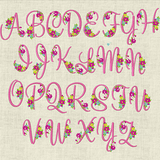 Stickdatei Monogramm mit Blumen Schrift ca. 70mm Set 397e - Sewando