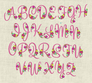 Stickdatei Monogramm mit Blumen Schrift ca. 70mm Set 397e - Sewando
