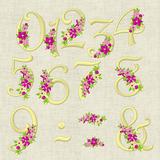 Stickdatei Monogramm mit Blumen Schrift ca. 70mm Set 636 - Sewando