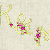 Stickdatei Monogramm mit Blumen Schrift ca. 70mm Set 636 - Sewando