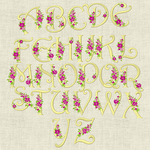 Stickdatei Monogramm mit Blumen Schrift ca. 70mm Set 636 - Sewando
