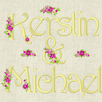 Stickdatei Monogramm mit Blumen Schrift ca. 70mm Set 636 - Sewando