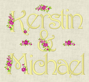 Stickdatei Monogramm mit Blumen Schrift ca. 70mm Set 636 - Sewando