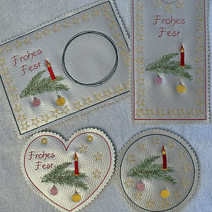 Stickdatei Geschenkset 652 Weihnachten Mug Rug Untersetzer Schokihülle - Sewando