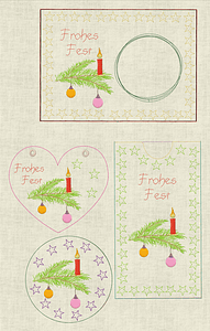 Stickdatei Geschenkset 652 Weihnachten Mug Rug Untersetzer Schokihülle - Sewando