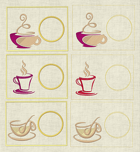 Stickdatei Kaffee Mug Rug Set 133 Untersetzer - Sewando