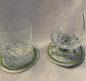 Stickdatei Untersetzer Bierdeckel Weinglas ITH offene Form Set 125 Glasmanschette - Sewando