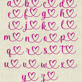 Stickdatei Schrift mit Herzen " In Love 3 " ca. 50mm / 1,9685 inch  Set 641 Schönschrift Maschinenstickerei  Herz