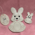 Stickdatei Ostern MugRug Hase Osterhase In the Hoop, Anhänger, Serviettenring, Hase, Schokihülle 444 - Sewando