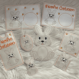 Stickdatei Ostern MugRug Hase Osterhase In the Hoop, Anhänger, Serviettenring, Hase, Schokihülle 444 - Sewando