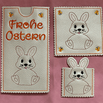 Stickdatei Ostern MugRug Hase Osterhase In the Hoop, Anhänger, Serviettenring, Hase, Schokihülle 444 - Sewando