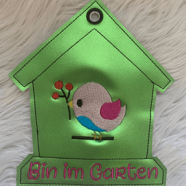 Stickdatei Türschild Bin im Garten Set 699 - Sewando