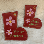 Stickdatei Türschild Bin im Garten the Hoop Set 699 - Sewando