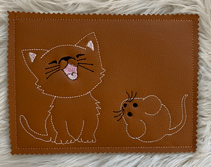 Stickdatei Mug Rug Mauspad Katze und Maus Set 711 - Sewando
